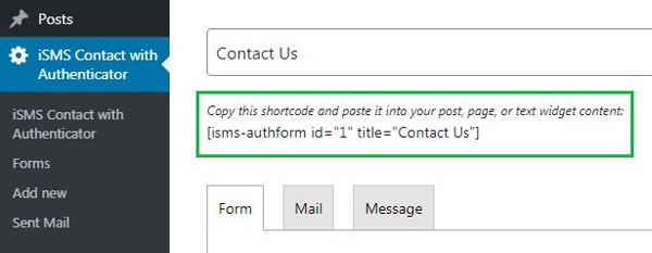 Configure WordPress iSMS Contact Form Authenticator Plugin Philippines