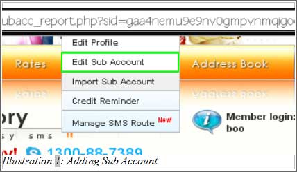 iSMS Sub Account — navigate to profile