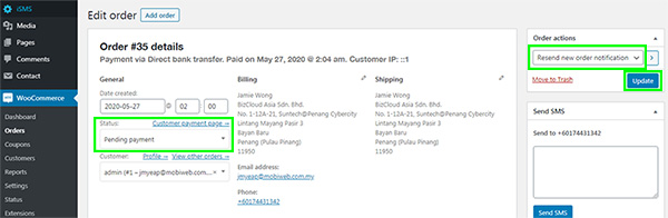Configure Order Status WordPress iSMS E-Commerce philippines