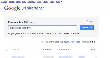 Bulk SMS Google URL Shortener