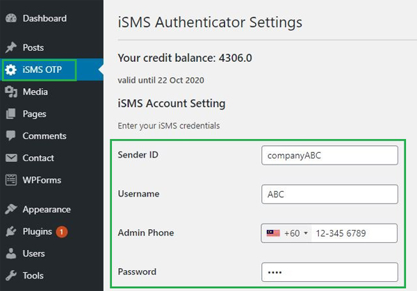 Configure WordPress iSMS Authenticator Plugin Philippines